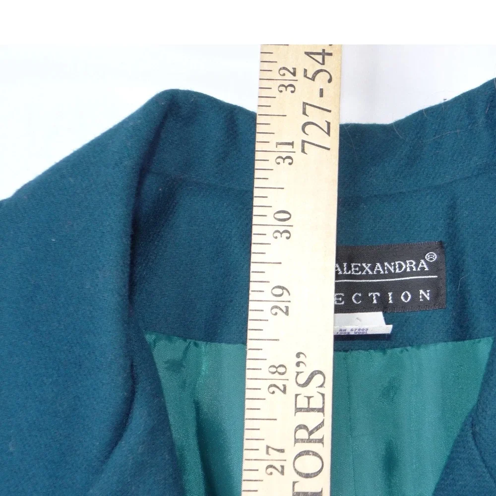 VTG‎ Lauren Alexandra Collection Teal Wool Blazer Jacket Womens Size 14 USA Made